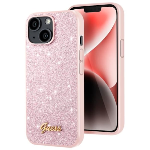 Coque för iPhone 14 Monochromisk Glittrig Fågel Guess Rosa Rosa