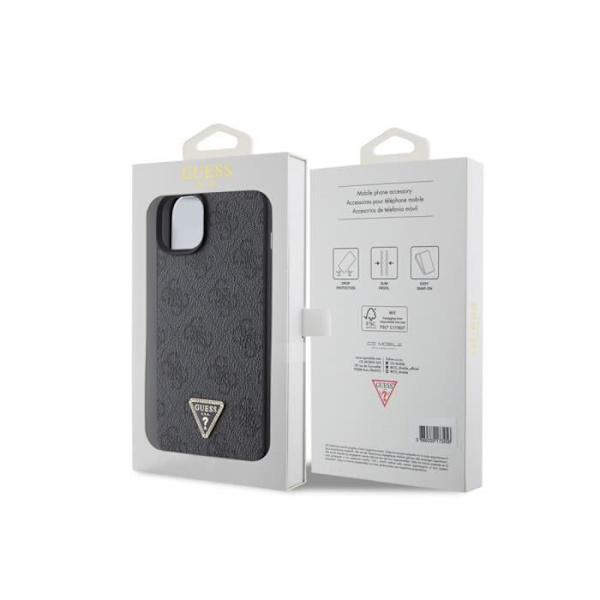 Kotelo Apple iPhone 15 Triangle Strass 4G Guess Black -puhelimelle Svart