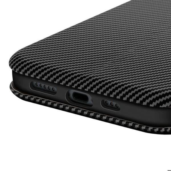 Smartphonefoder - iPhone 16 - Kolfiber - Videostöd - Anti-RFID Svart Svart
