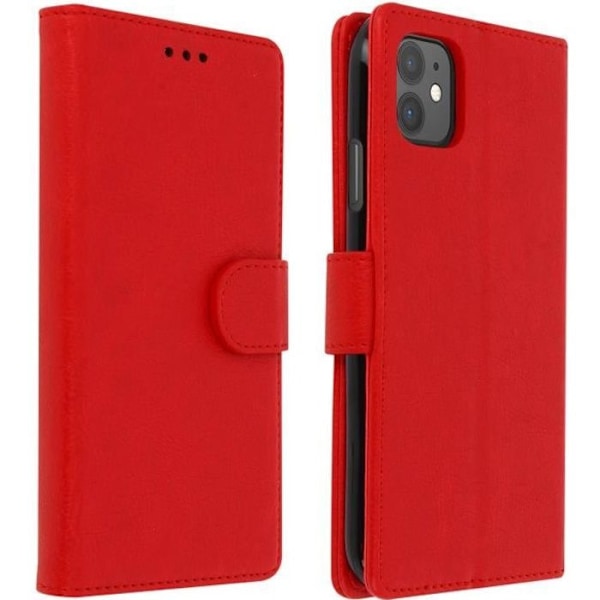 Étui - AVIZAR - iPhone 11 - Heltäckande fodral - Kortficka - Stödfunktion Röd Röd