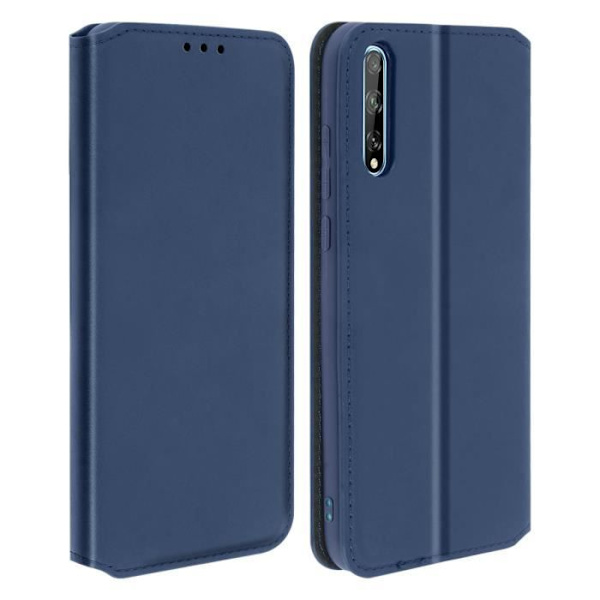 Housse - Huawei - P Smart S - Ekologiskt läder - Stödfunktion - Blå Blå