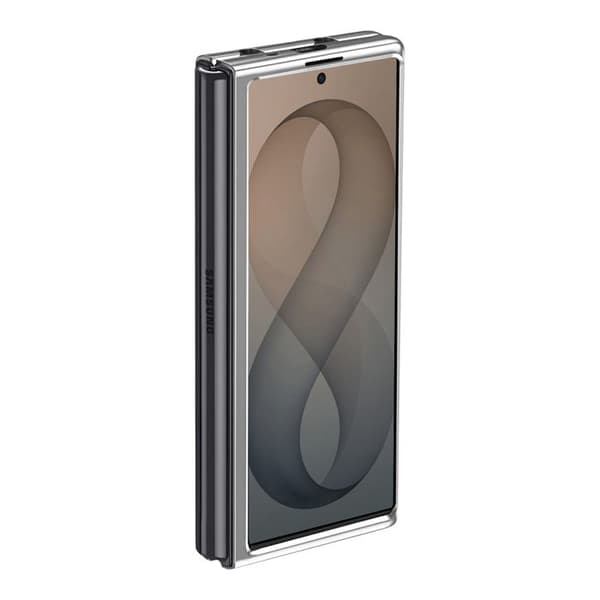 Fodral för Galaxy Z Flip 8 Ultra med led och kromad silverkant Grå