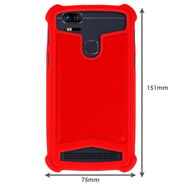 Smartphonefodral 4,7" till 5,3" Universal stötsäkert silikon eko-läder Röd