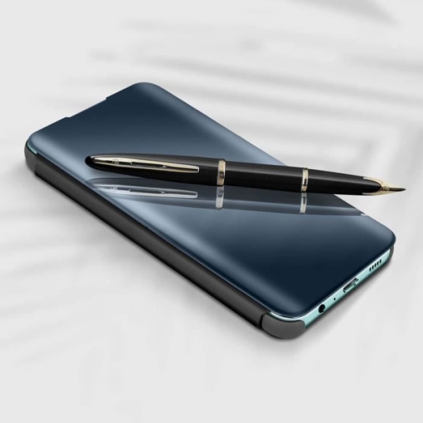 Clear View-fodral - AVIZAR - Samsung Galaxy A22 5G - Svart - Spegeleffekt - Stödfunktion Svart