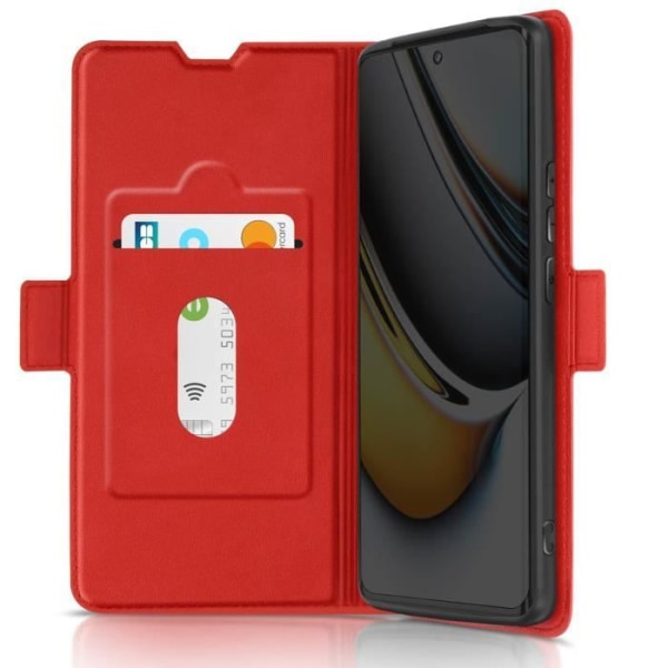 Fodral för Realme 11 Pro och 11 Pro Plus korthållare Stativ Plånbok Slim Röd