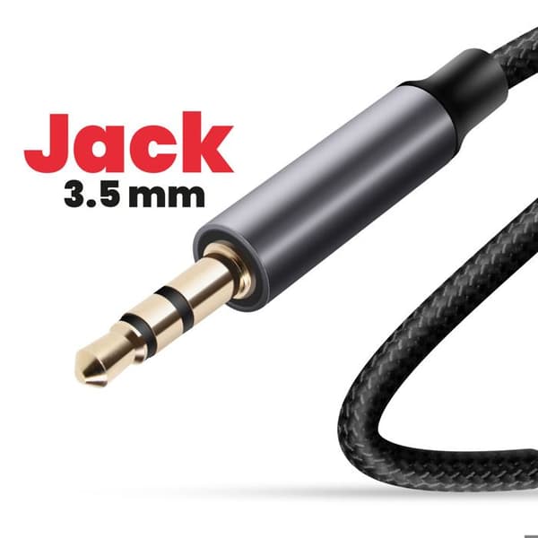 Lisäkaapeli - SWISSTEN - Lightning 3.5 mm jackiin - Kuitukangas - 1.5m - Musta