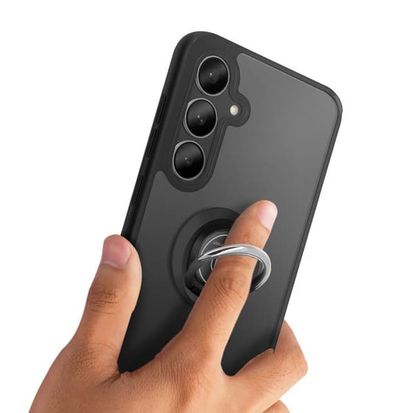Cover til Galaxy S25 FE Beskyttelse i Bi-materiale med Magnetisk Ring Støtte Sort Svart