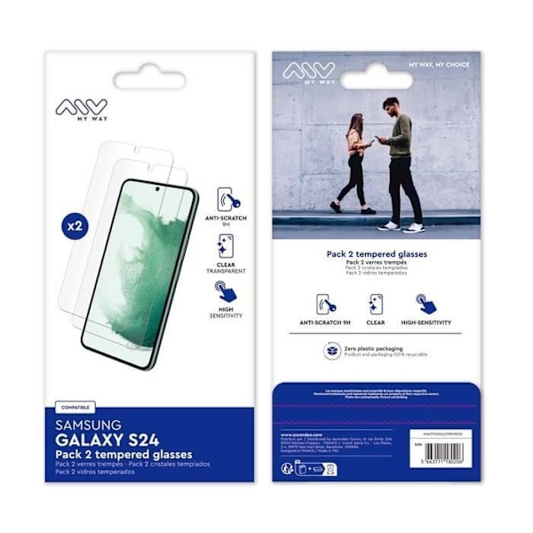 Hærdet glas - MY WAY - Samsung Galaxy S24 - 2 Pack - Ridsefast - Skærmbeskytter