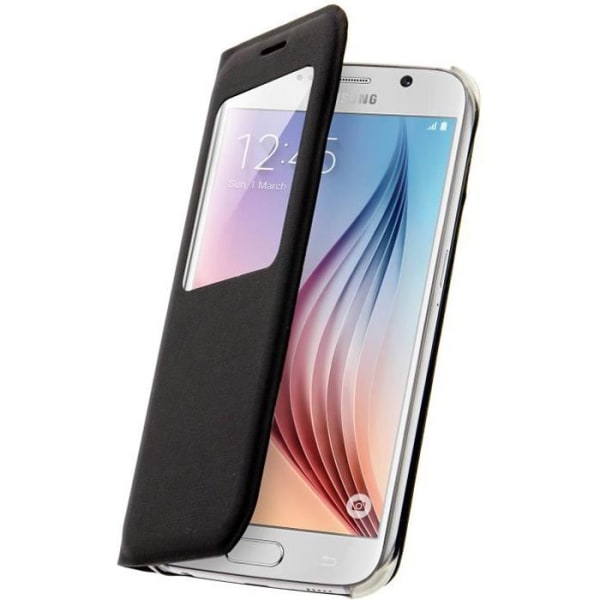 Window Flip Case til Samsung Galaxy S6 - Sort Cover Svart