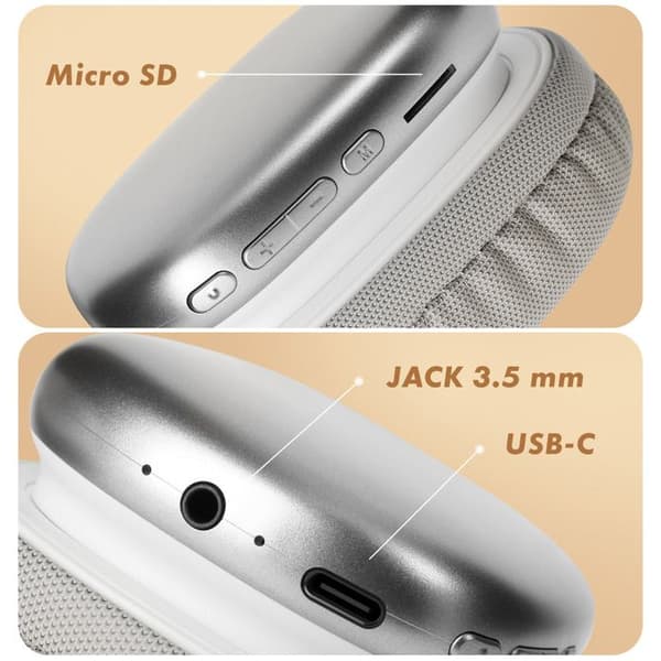 Bluetooth-hörlurar - Trådlösa - Silver - Batteritid 40h - Inbyggd mikrofon - Ergonomiska Grå