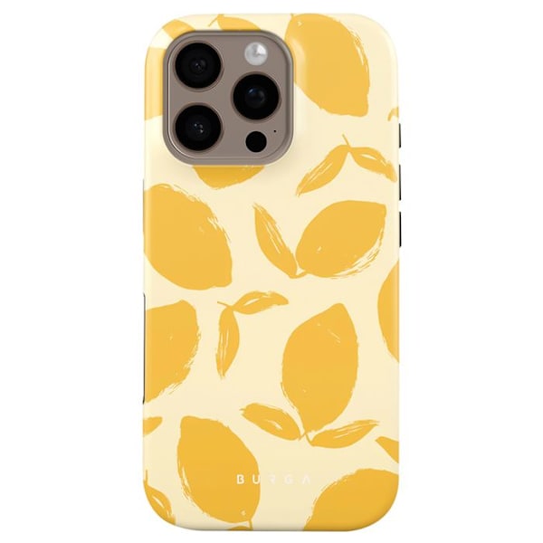 Coque MagSafe för iPhone 16 Pro Max Elegant Mönster Citron Tart Burga Gul Gul