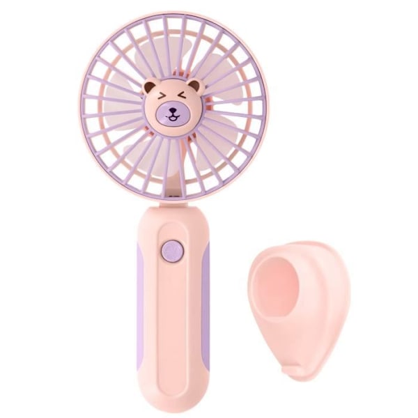 Mini Pocket Fan Bear Head Design Champagne Pink -pöytätelineellä Rosa