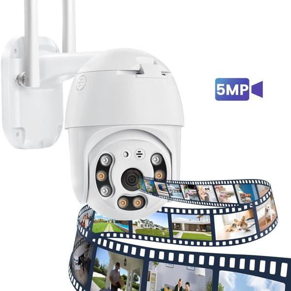 Utomhuskamera 5MP Motoriserad Ansluten Wi-Fi Max excell Vit Vit