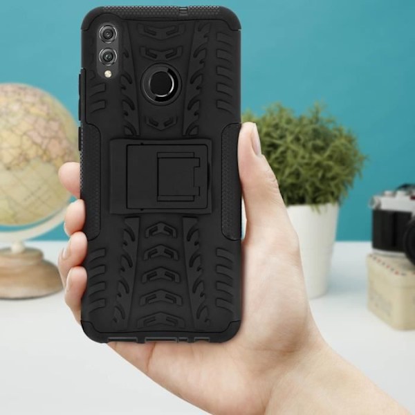 Stötbeständig Skal - AVIZAR - Honor 8X - Silikongel - Polykarbonat - Inbyggt Stöd Svart