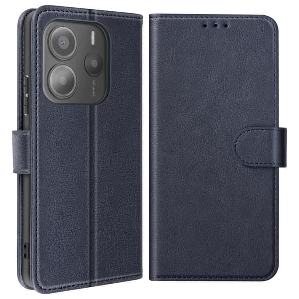Plånboksfodral - Xiaomi - Redmi Note 14 5G - Nattblå - Videostöd - Magnetflik Blå