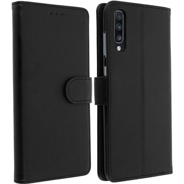 Housse til Samsung Galaxy A70 - AVIZAR - Kortholder Etui - Silikone gel - Magnetisk - Video support Svart