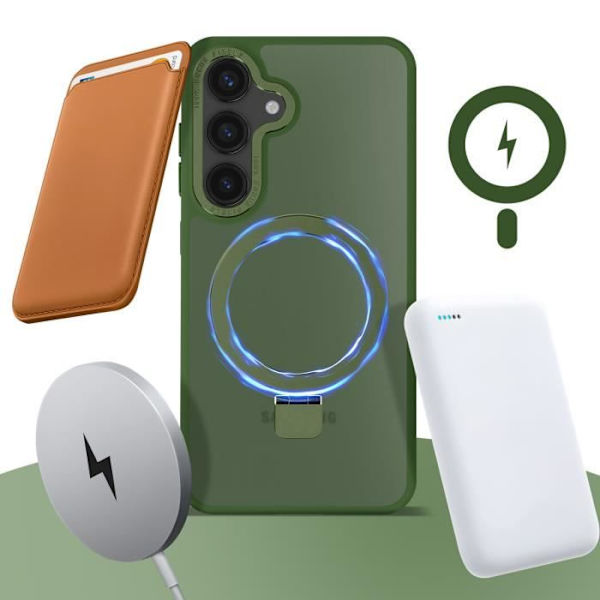 AVIZAR hårt fodral för Samsung Galaxy S24 - Grön - Genomskinlig design med färgglada konturer - MagSafe-kompatibel Grön