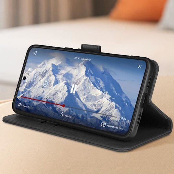 Kotelo Google Pixel 8:lle - AVIZAR - Chesterfield - Jalustatoiminto - Musta Svart