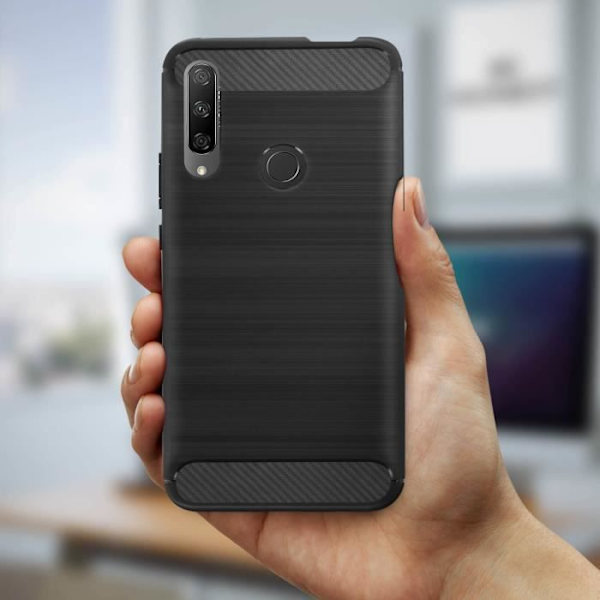 Bakkåpa - Huawei - P Smart Z / Honor 9X - Silikongel - Børstet metall effekt - Svart Svart