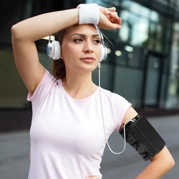 Special Sports Anti-Perspirant Spets åtstramande Armband - AVIZAR - Svart - Dubbel ficka - Reflexremsa Svart