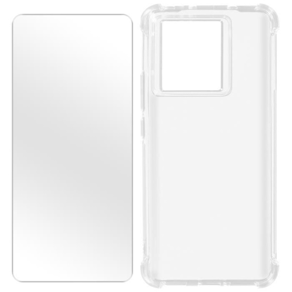 Etui til Xiaomi 13T og 13T Pro - AVIZAR - Stødsikre hjørner + 9H hærdet glas - Gennemsigtig Transparent
