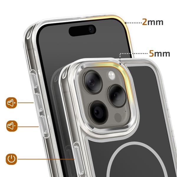 MagSafe-cover til iPhone 15 Pro Max Forstærket Hybrid Design Sort Svart
