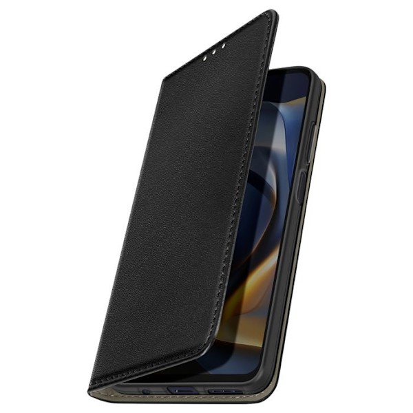 Etui til Motorola Moto E15 / G05 Kortholder med Magnetisk Lås Støtte Sort Svart