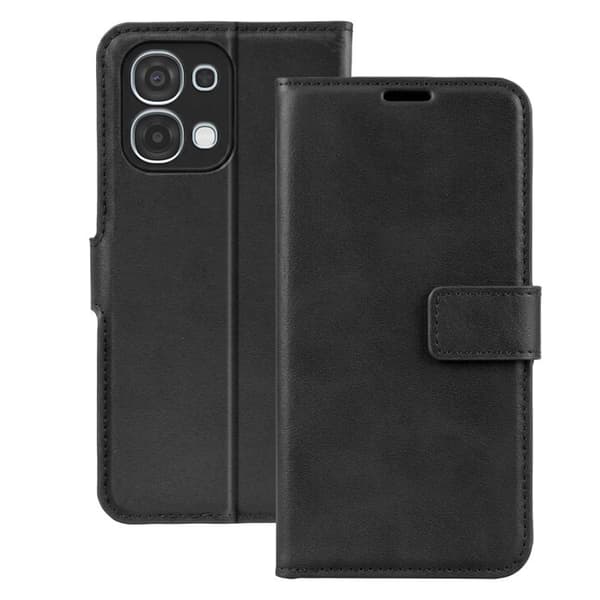 Pungetui til Oppo A6 Pro med quiltet effekt og støttefunktion i sort Svart