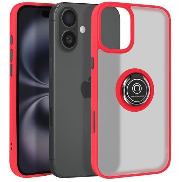 Smartphone cover - AVIZAR - iPhone 16 Plus - Stødabsorberende - Holdering - Rød Röd