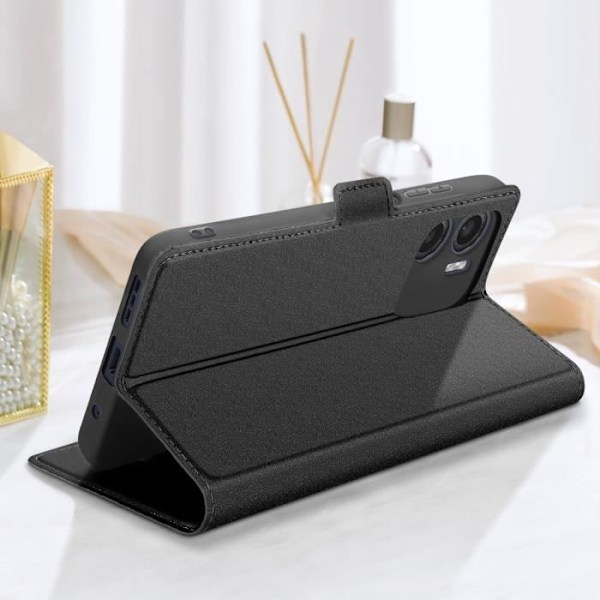 Etui för Motorola Moto G05 och E15 Kortfack Videostöd Svart Svart