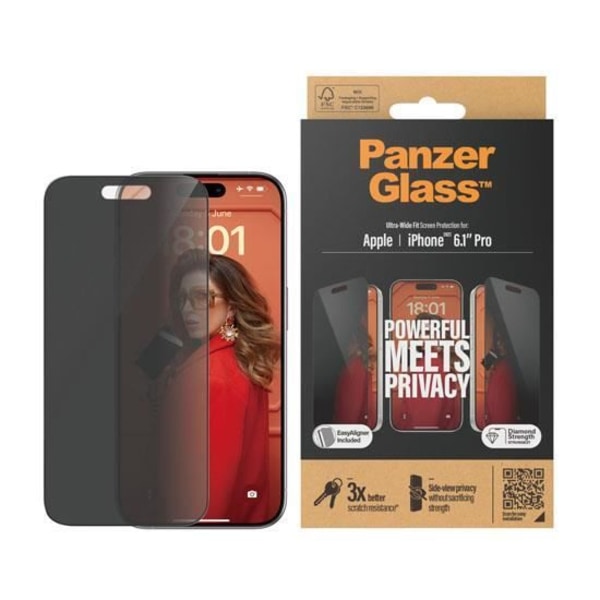 PanzerGlass Ultra-Wide Fit Privacy Screen Protector för iPhone 15 Pro