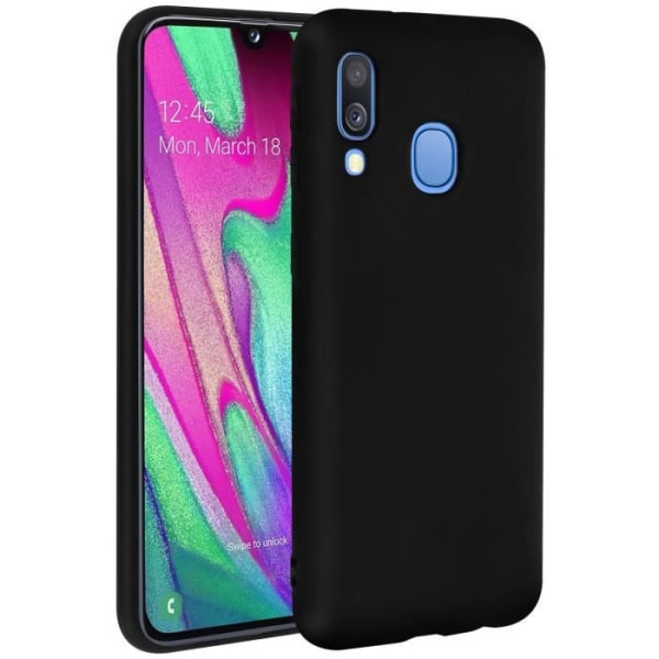 Etui - AVIZAR - Samsung Galaxy A40 - Gel silikone - Sort - Blød touch finish Svart