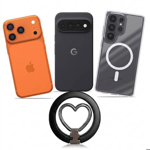 Støtte Ring til iPhone MagSafe / PixelSnap i Hjerteform Foldbar Zanaé Sort / Sølv Svart