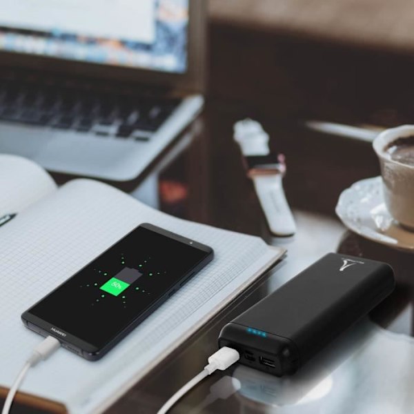 Powerbank 20000mAh extern laddare 2x USB-portar + Micro USB-port Akashi Black