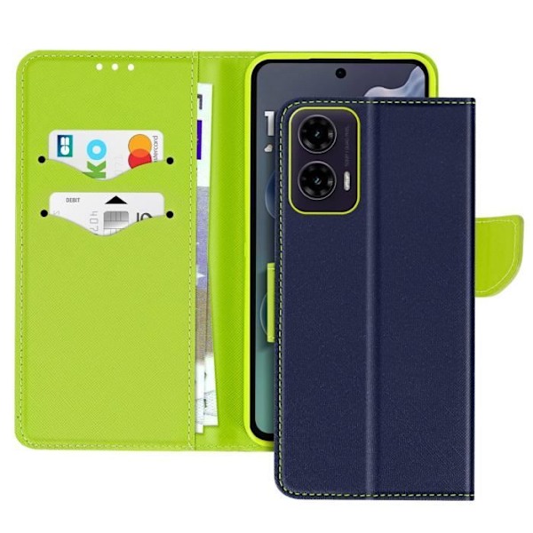 Étui til Motorola Moto G35 Læder Portefølje Saffiano Fancy Mørkeblå Blå