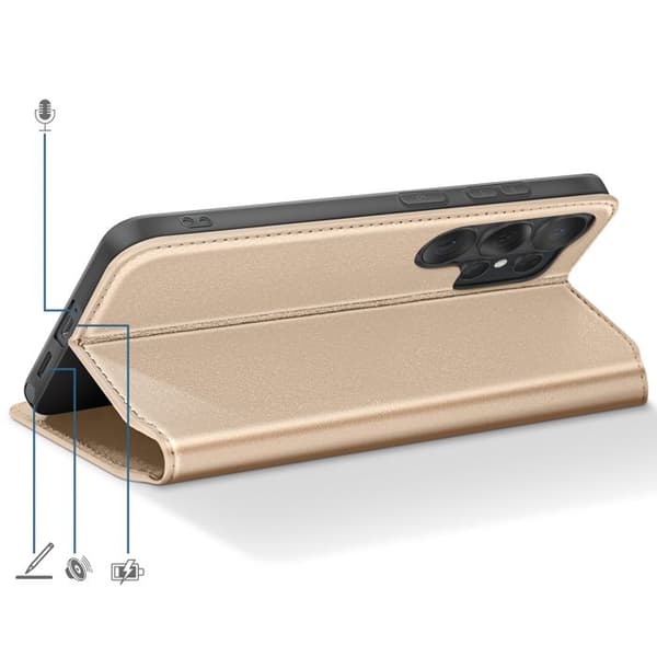 Magnetiskt Flipfodral för Galaxy S26 Ultra Ställfunktion Classic Edition Guld Gul