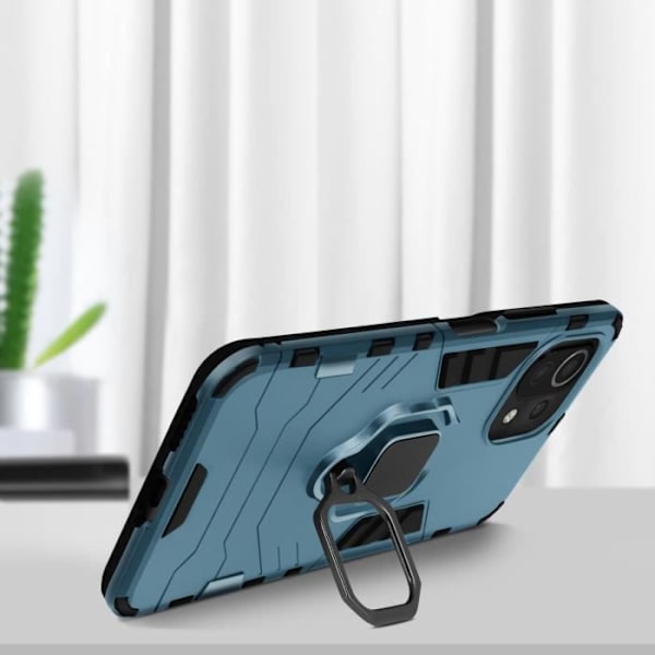 Coque - AVIZAR - Xiaomi Mi 11 Lite - Antichock - Metallring - Horisontellt Stöd Blå