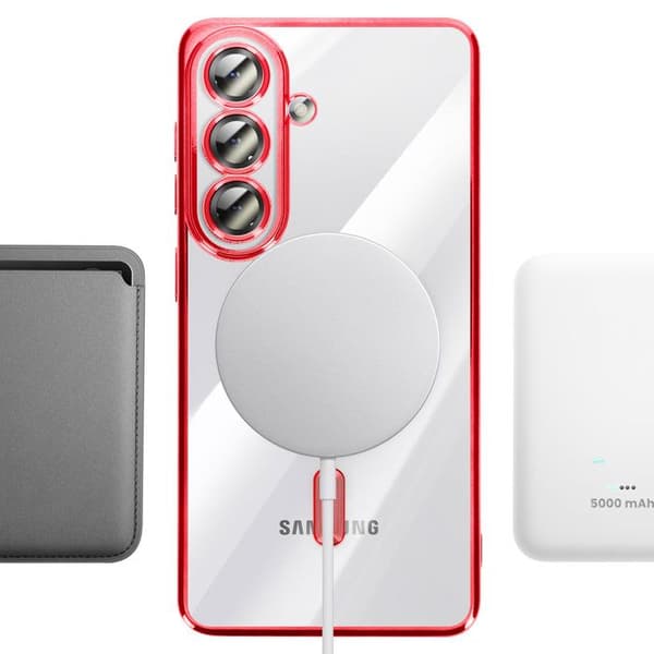 Silikonecover til Galaxy S26 Plus MagSafe Stødabsorberende med Rød Kromkant Röd