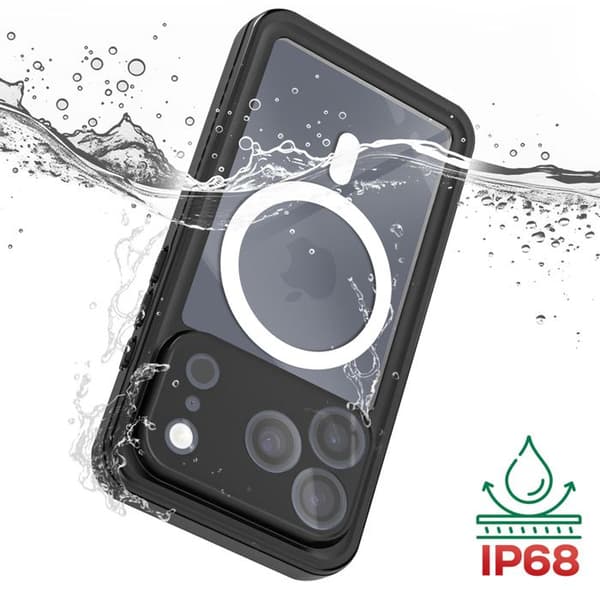 Beskyttelsescover - REDPEPPER - iPhone 17 Pro Max - Vandtæt IP68 - Stødabsorberende 2m - Håndledsrem inkluderet Sort