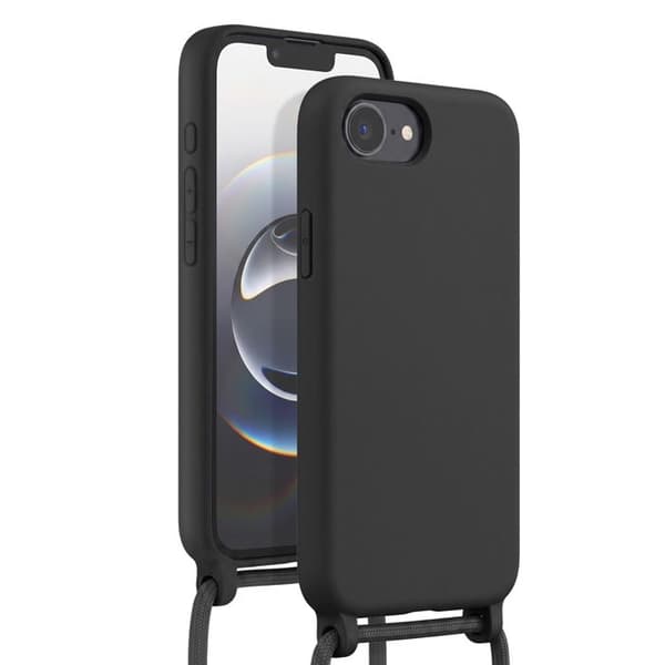 Siliconfodral för iPhone 16e med justerbar svart nylonfläta Svart