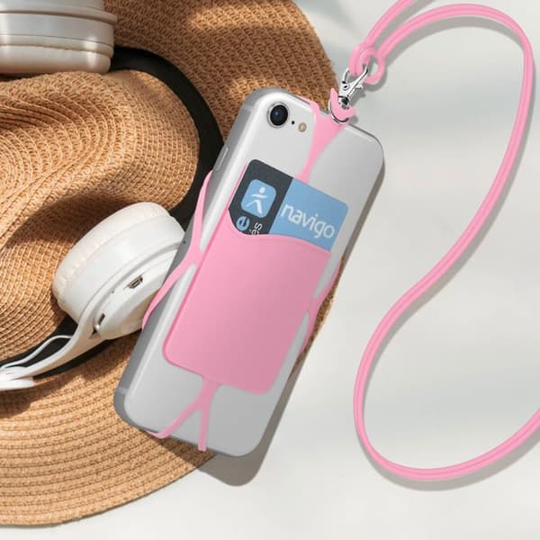 Halsrem med kortficka för smartphone serie NeckPouch Rosa
