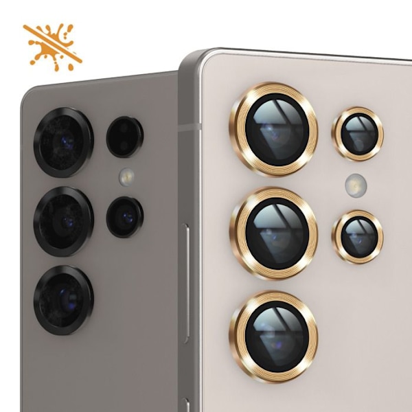 Härdat glas kamera för Samsung Galaxy S25 Ultra, repfria, guld. Gul