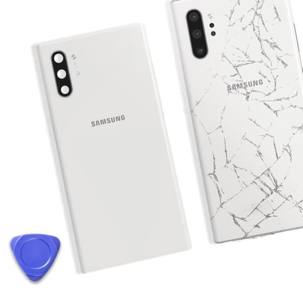 Bakre glas - Samsung - Galaxy Note 10 Plus - Vit - Ersättning - Inbyggt lim Vit