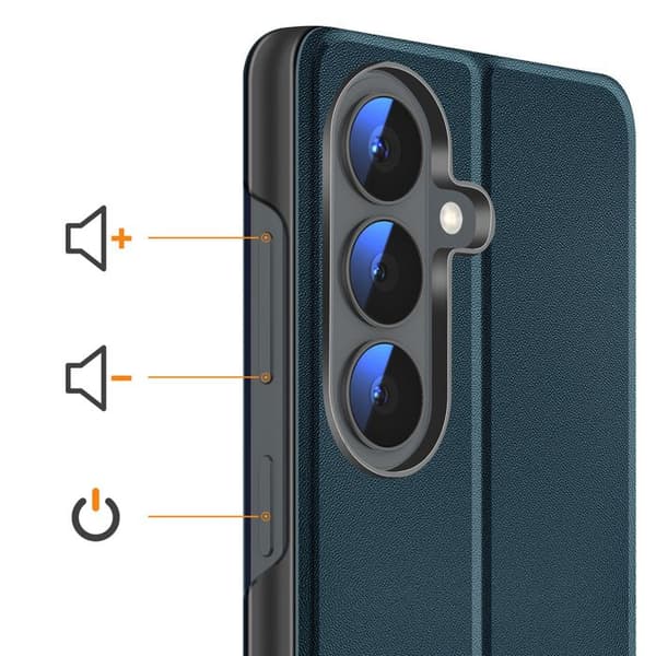 Etui med klap til Galaxy S26 Plus, bi-materiale design med støttefunktion, andefarvet blå Blå