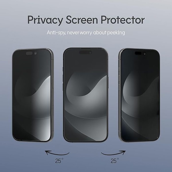 3D Skærmbeskyttelse til iPhone 16 Pro Max Anti Spion Rhinoshield Sort transparent Svart