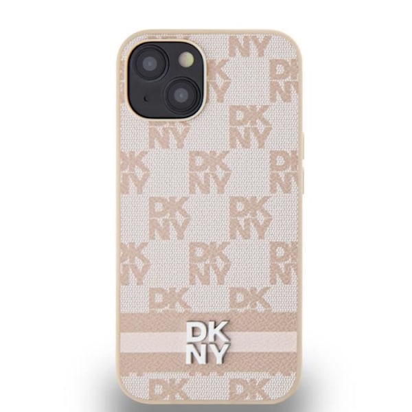 Iphone 13 Elegantti Kuori Ruudullisilla ja Raidallisilla Kuvioilla DKNY Vaaleanpunainen Rosa
