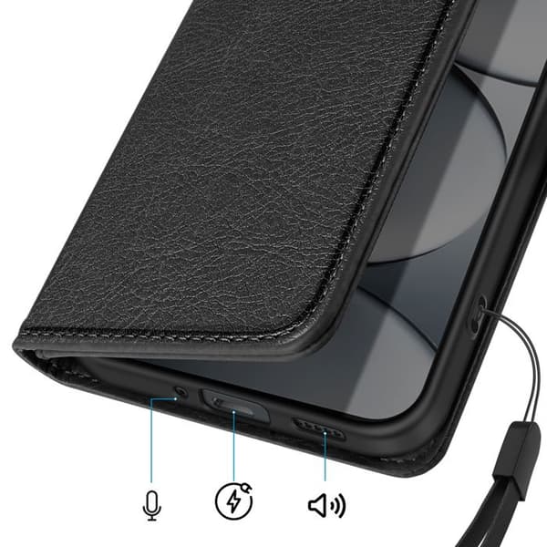 Pungetui til Redmi Note 15 Pro 5G Chesterfield Grainet Standfunktion Sort Svart