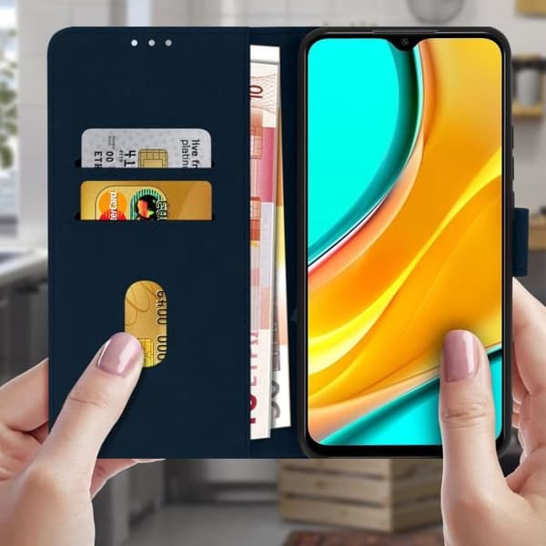 Folio-etui - AVIZAR - Xiaomi Redmi 9 - Blå - Semi-stift - Magnetisk Blå