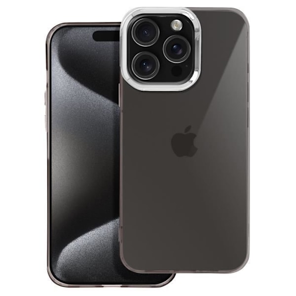 Etui til iPhone 16 Pro Max - AVIZAR - Blødt - Smoked - Sort metallisk kontur Svart