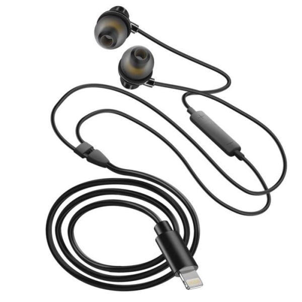 Kabelforbundne Lightning In-Ear hovedtelefoner LinQ Mikrofon og knapper Sort Svart